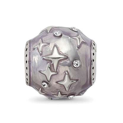 Sterling Silver Reflections Lavender Enamel & Crystal Star Bead