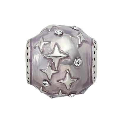 Sterling Silver Reflections Lavender Enamel & Crystal Star Bead