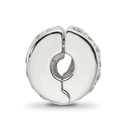 Sterling Silver Reflections Rhodium-plated White & Pink CZ Hinged Bead
