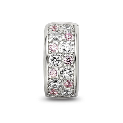 Sterling Silver Reflections Rhodium-plated White & Pink CZ Hinged Bead