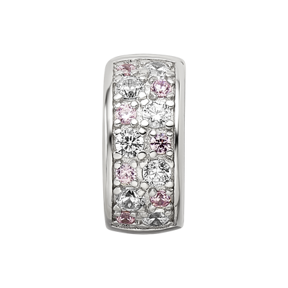 Sterling Silver Reflections Rhodium-plated White & Pink CZ Hinged Bead