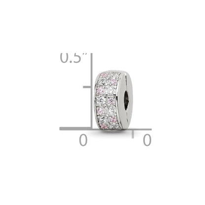 Sterling Silver Reflections Rhodium-plated White & Pink CZ Hinged Bead