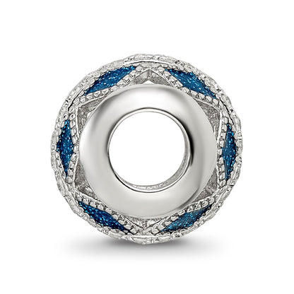 Sterling Silver Reflections Rh-plated Blue Accent & CZ Circle Bead