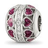 Sterling Silver Reflections Rh-plated Pink Enamel Hearts & CZ Circle Bead