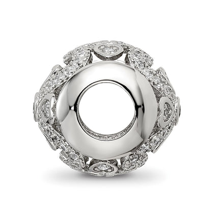 Sterling Silver Reflections Rhodium-plated CZ with Hearts Bead