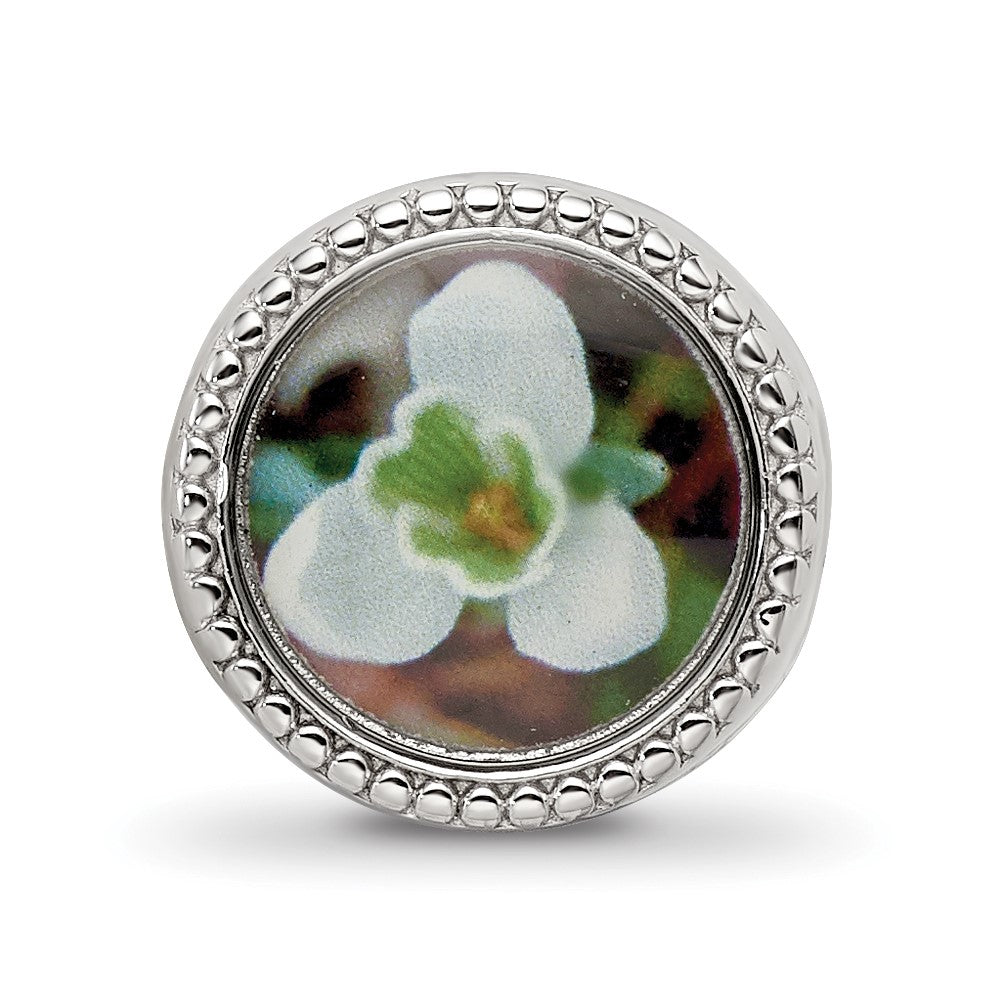 Sterling Silver Reflections Rhodium-plated January Flower Bead