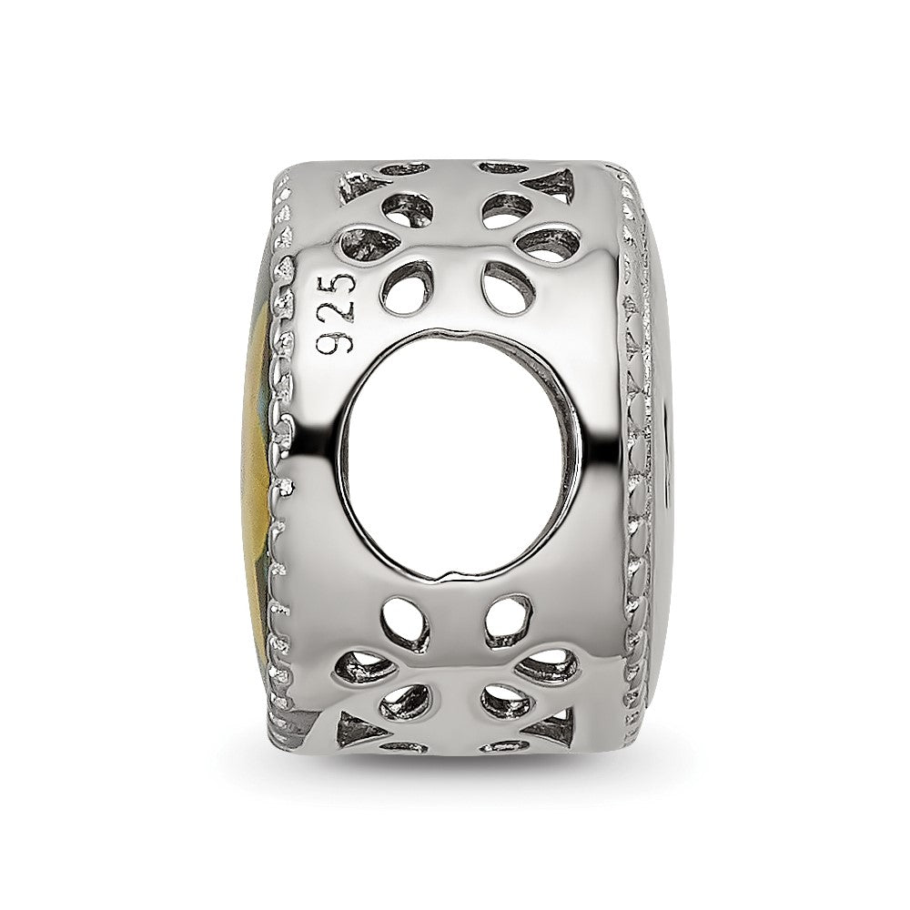 Sterling Silver Reflections Rhodium-plated March Flower Bead