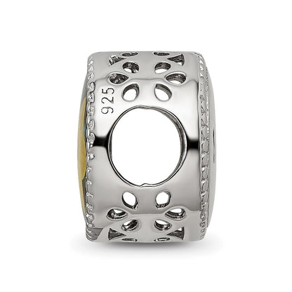 Sterling Silver Reflections Rhodium-plated March Flower Bead