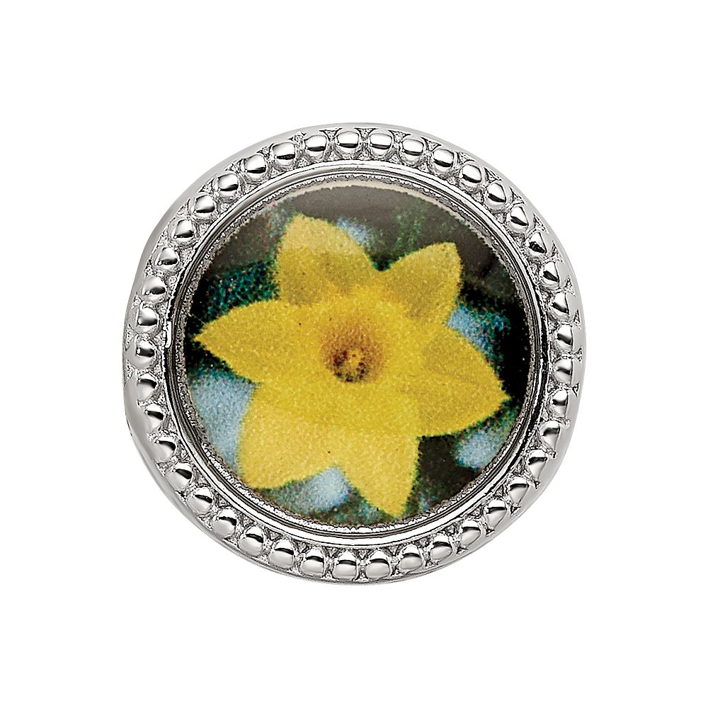 Sterling Silver Reflections Rhodium-plated March Flower Bead