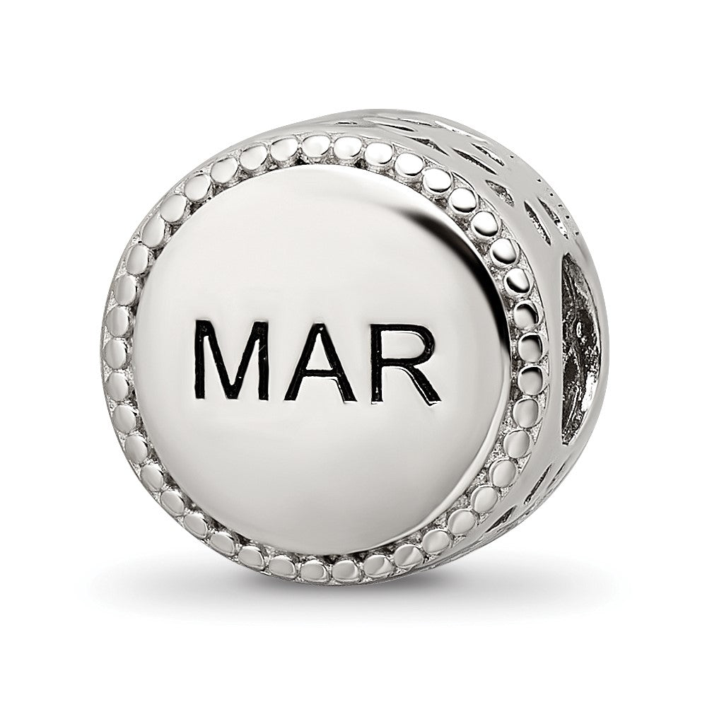 Sterling Silver Reflections Rhodium-plated March Flower Bead