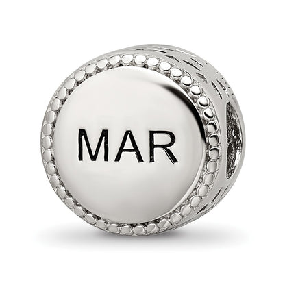 Sterling Silver Reflections Rhodium-plated March Flower Bead