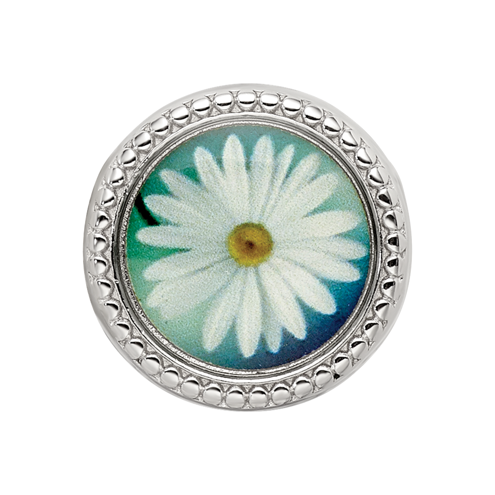 Sterling Silver Reflections Rhodium-plated April Flower Bead