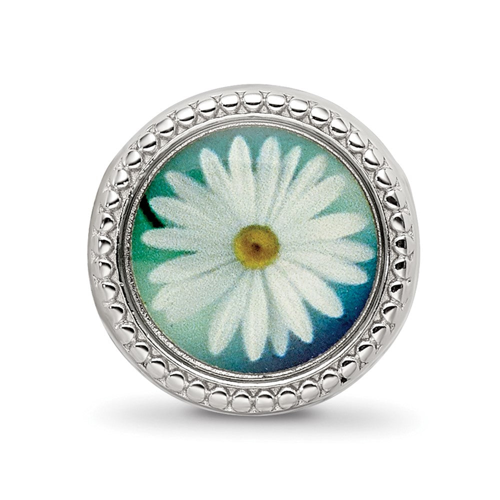 Sterling Silver Reflections Rhodium-plated April Flower Bead
