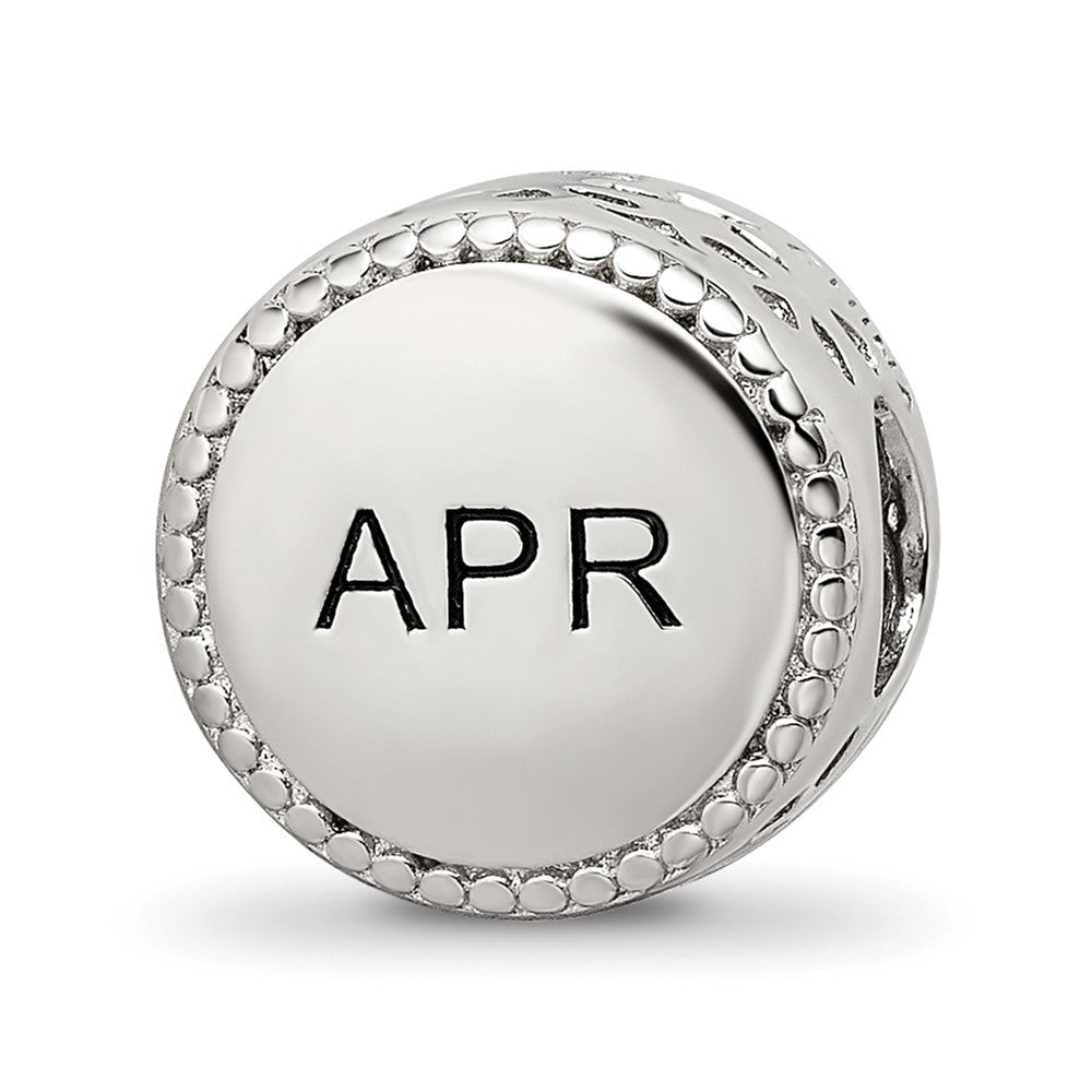 Sterling Silver Reflections Rhodium-plated April Flower Bead