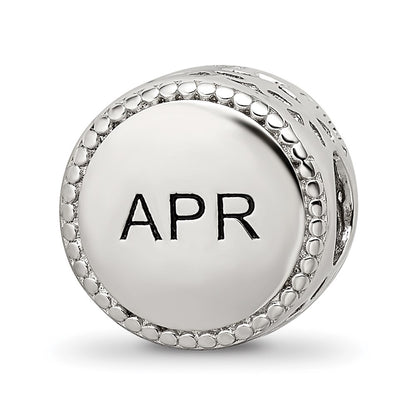 Sterling Silver Reflections Rhodium-plated April Flower Bead