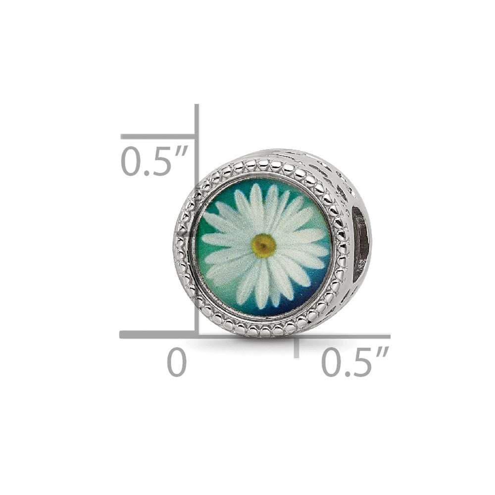 Sterling Silver Reflections Rhodium-plated April Flower Bead