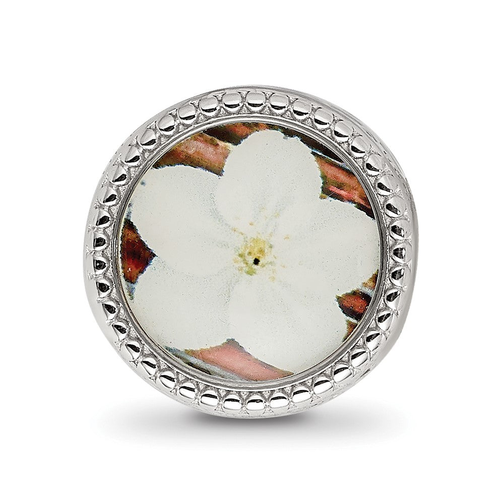 Sterling Silver Reflections Rhodium-plated May Flower Bead