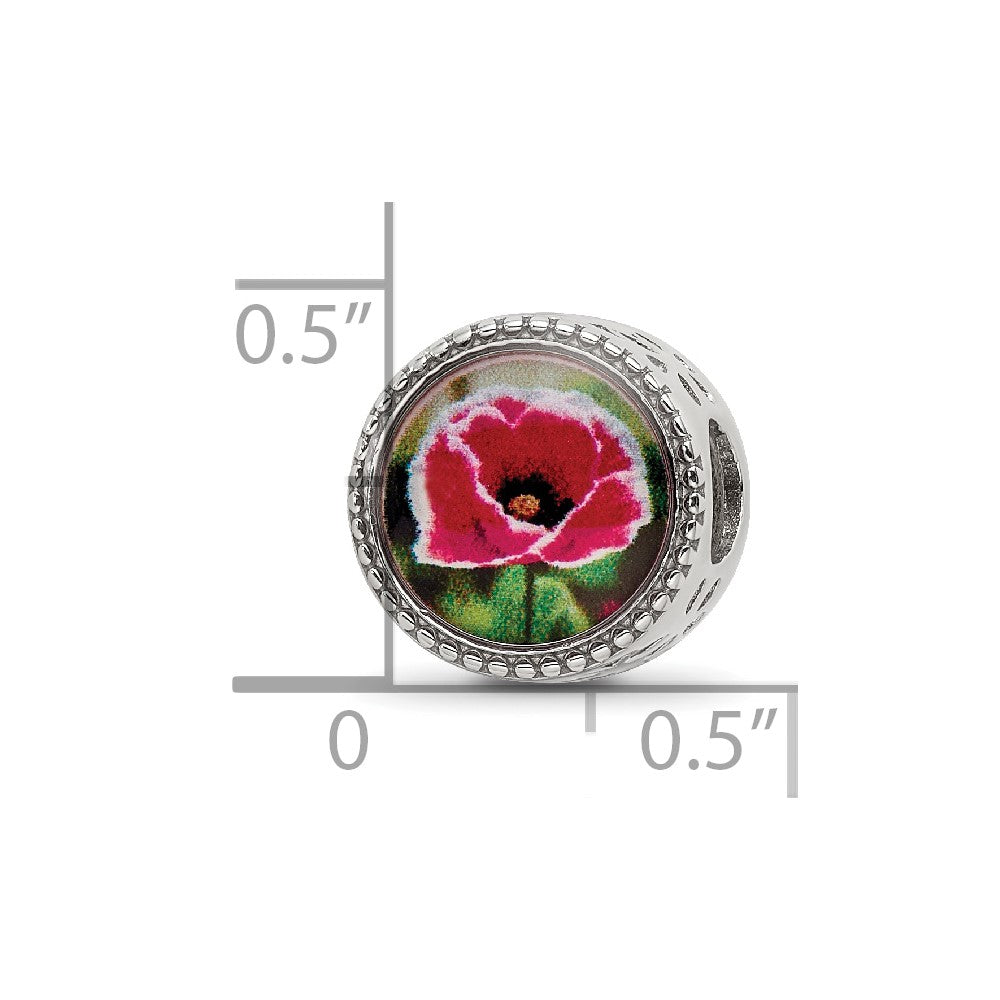Sterling Silver Reflections Rhodium-plated August Flower Bead