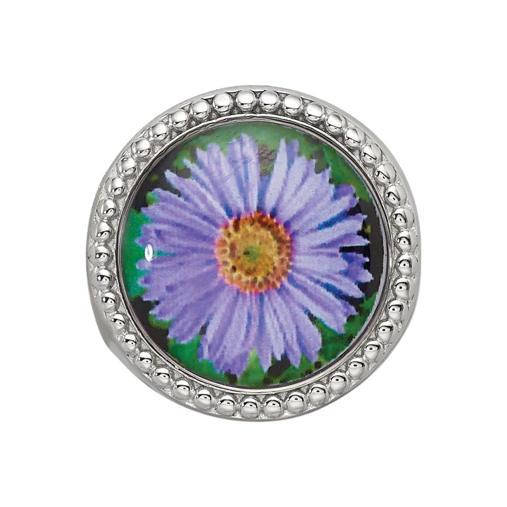 Sterling Silver Reflections Rhodium-plated September Flower Bead