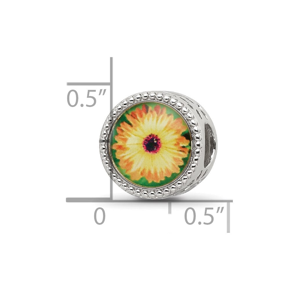 Sterling Silver Reflections Rhodium-plated October Flower Bead