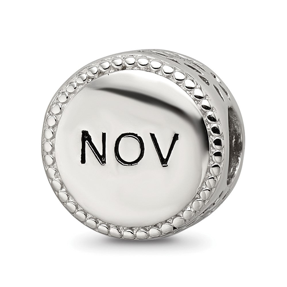 Sterling Silver Reflections Rhodium-plated November Flower Bead