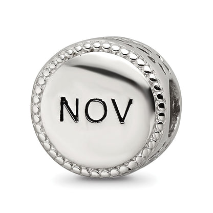 Sterling Silver Reflections Rhodium-plated November Flower Bead