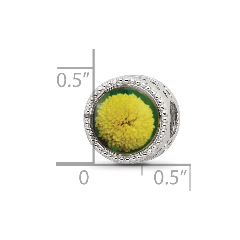 Sterling Silver Reflections Rhodium-plated November Flower Bead