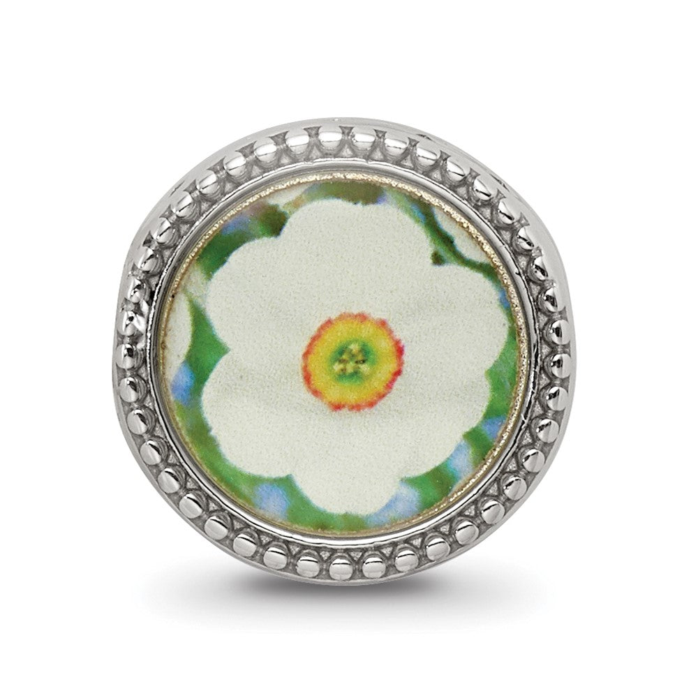Sterling Silver Reflections Rhodium-plated December Flower Bead
