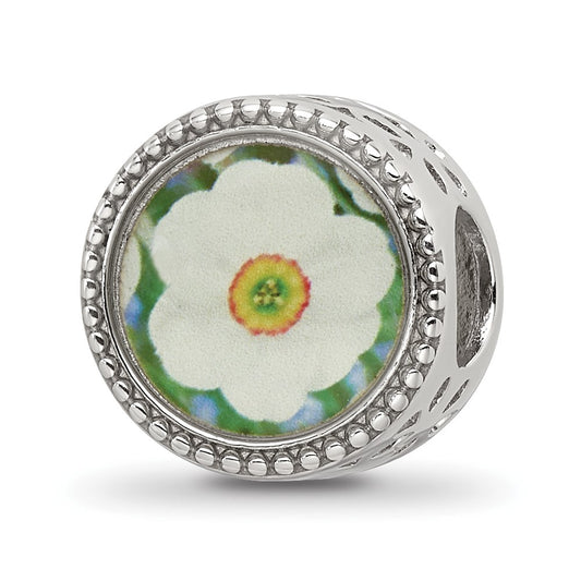Sterling Silver Reflections Rhodium-plated December Flower Bead