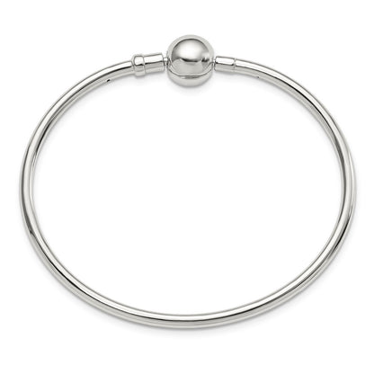 Sterling Silver Reflections Rhodium-plated Bangle with a Circle Clasp Bead