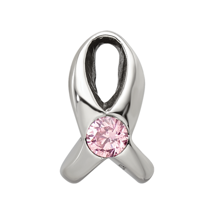 Sterling Silver Reflections Silver Ribbon with Pink CZ Bead