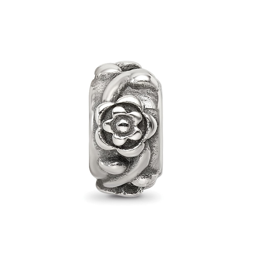 Sterling Silver Reflections Antiqued Flower Chain Bead