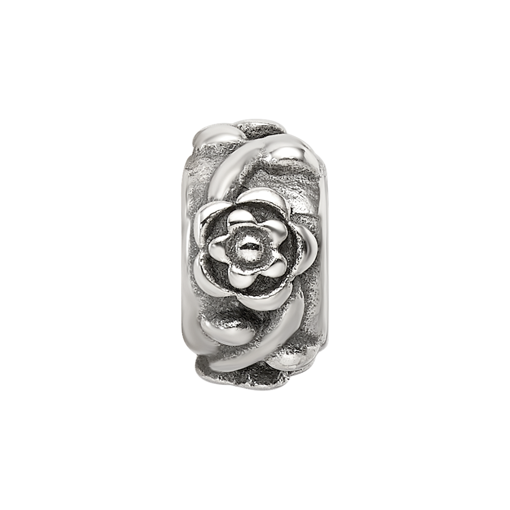 Sterling Silver Reflections Antiqued Flower Chain Bead
