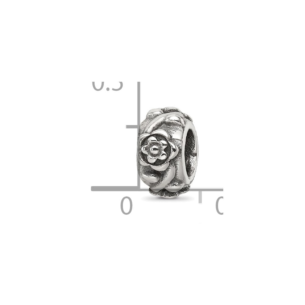 Sterling Silver Reflections Antiqued Flower Chain Bead