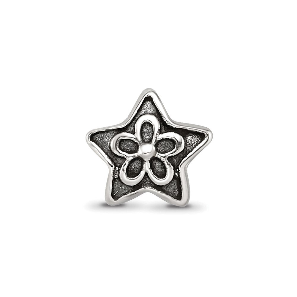 Sterling Silver Reflections Antiqued Star with Flower Kids Bead