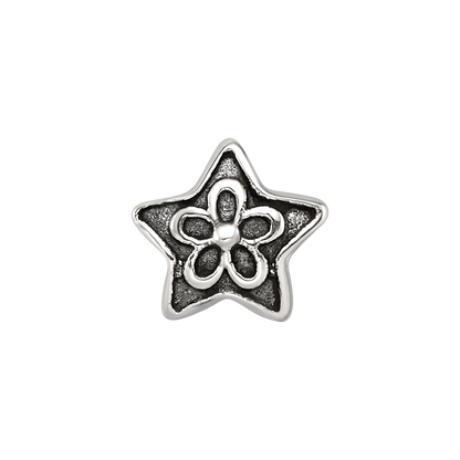 Sterling Silver Reflections Antiqued Star with Flower Kids Bead