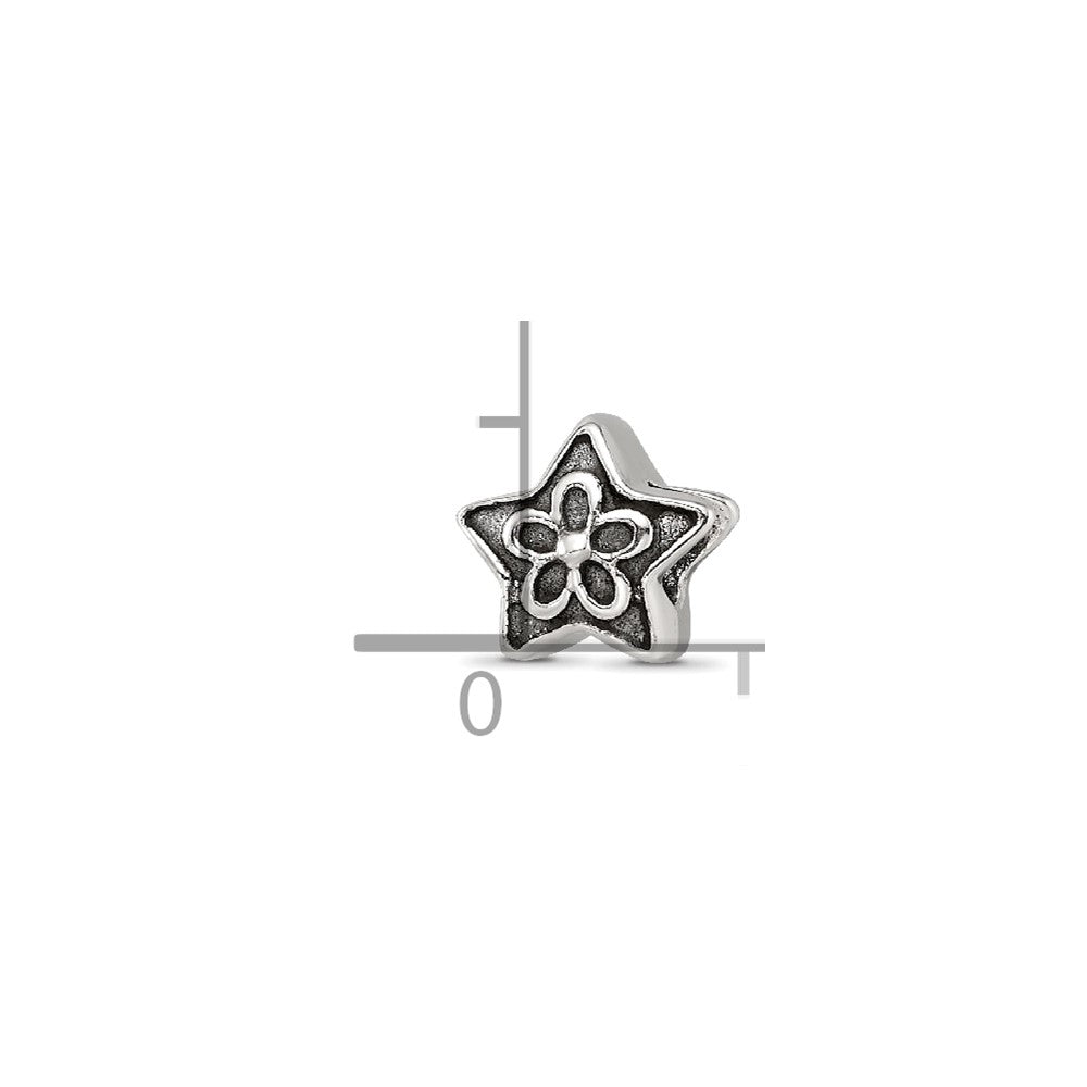 Sterling Silver Reflections Antiqued Star with Flower Kids Bead