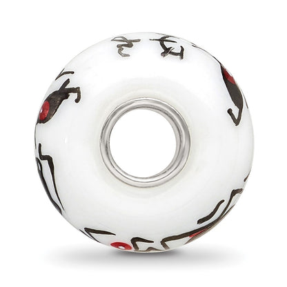 Sterling Silver Reflections Hand Painted Ghouls, White Glass Bead