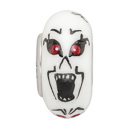 Sterling Silver Reflections Hand Painted Ghouls, White Glass Bead