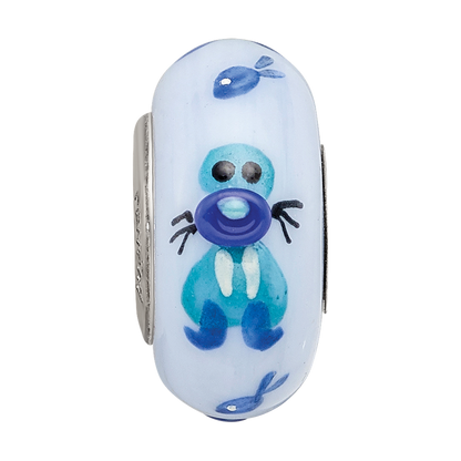 Sterling Silver Reflections Hand Painted Walrus, Purple Glass Bead