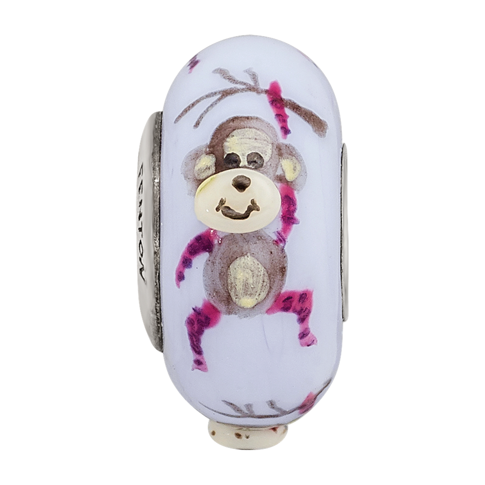 Sterling Silver Reflections Hand Painted Monkey, Purple Glass Bead