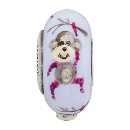 Sterling Silver Reflections Hand Painted Monkey, Purple Glass Bead