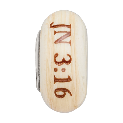 Sterling Silver Reflections Hand Painted Religious, Cream Glass Bead