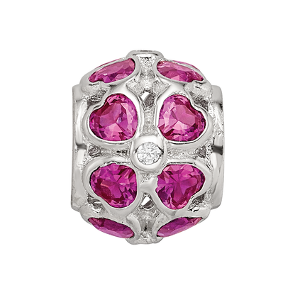 Sterling Silver Reflections Red Heart CZ Bead