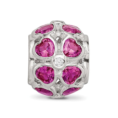Sterling Silver Reflections Red Heart CZ Bead