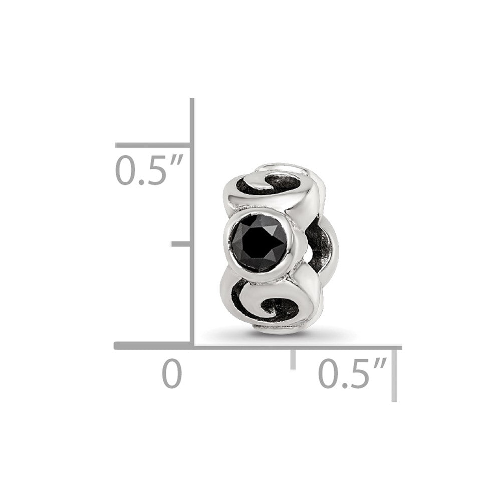 Sterling Silver Reflections Black CZ Bead