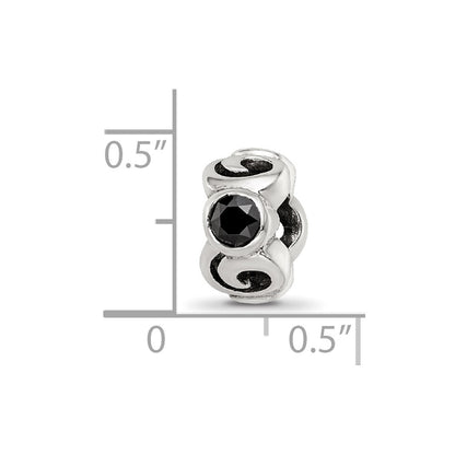 Sterling Silver Reflections Black CZ Bead