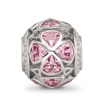 Sterling Silver Reflections Flowers with Pink CZ Bead