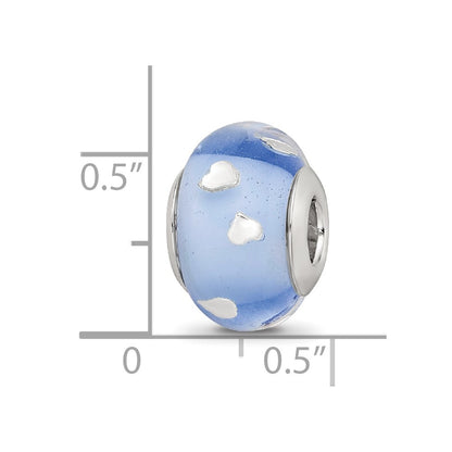 Sterling Silver Reflections Blue and Silver Hearts Glass Bead