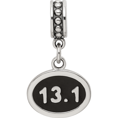 Sterling Silver Reflections Black Enameled Half Marathon Dangle Charm